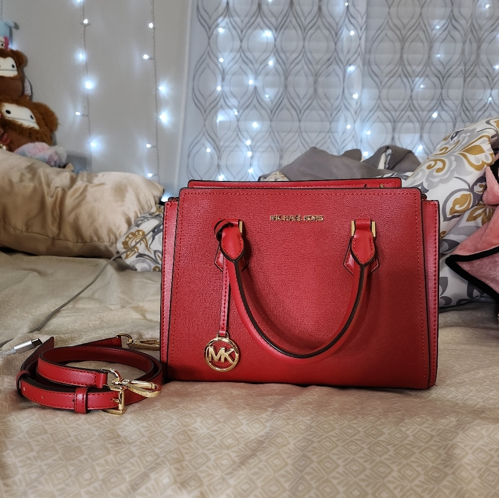 Red Michael Kors Messenger Satchel